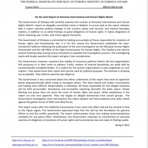 Press Statement  On the Joint Report of Amnesty International and Human Rights Watch